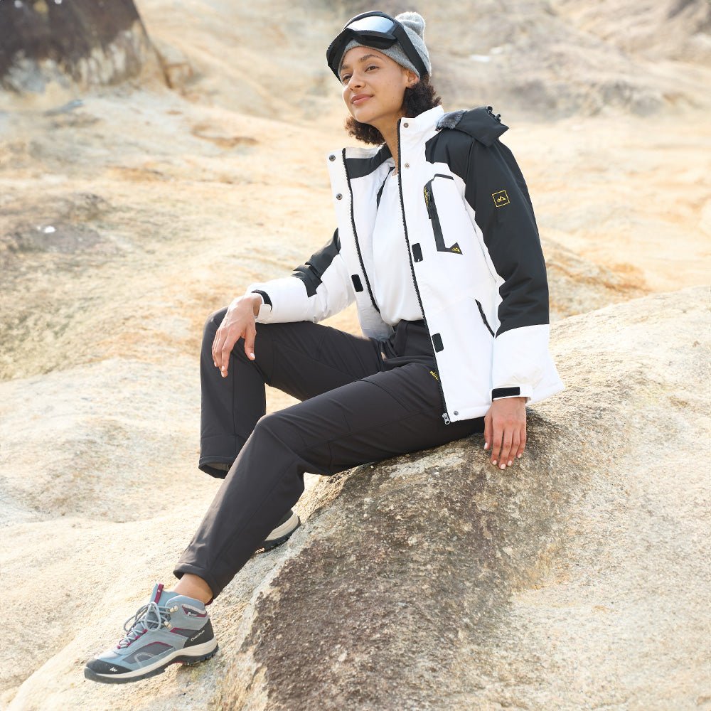 Black Women's Fleece Lined Water Resistant Winter Ski Pants - MAGCOMSEN