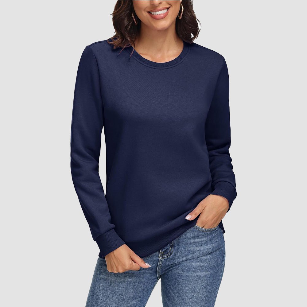 Navy Women's Fleece Sweatshirt - Crewneck & Long Sleeve - MAGCOMSEN