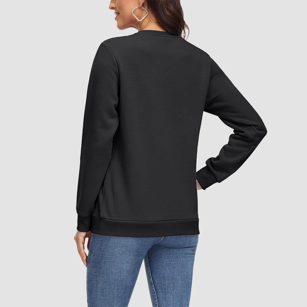 Black Women's Fleece Sweatshirt - Crewneck & Long Sleeve - MAGCOMSEN