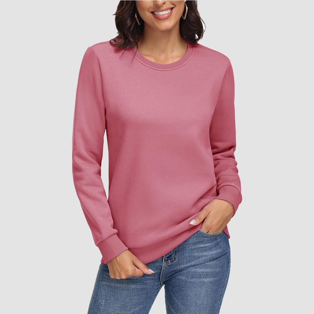 Grey Pink Women's Fleece Sweatshirt - Crewneck & Long Sleeve - MAGCOMSEN