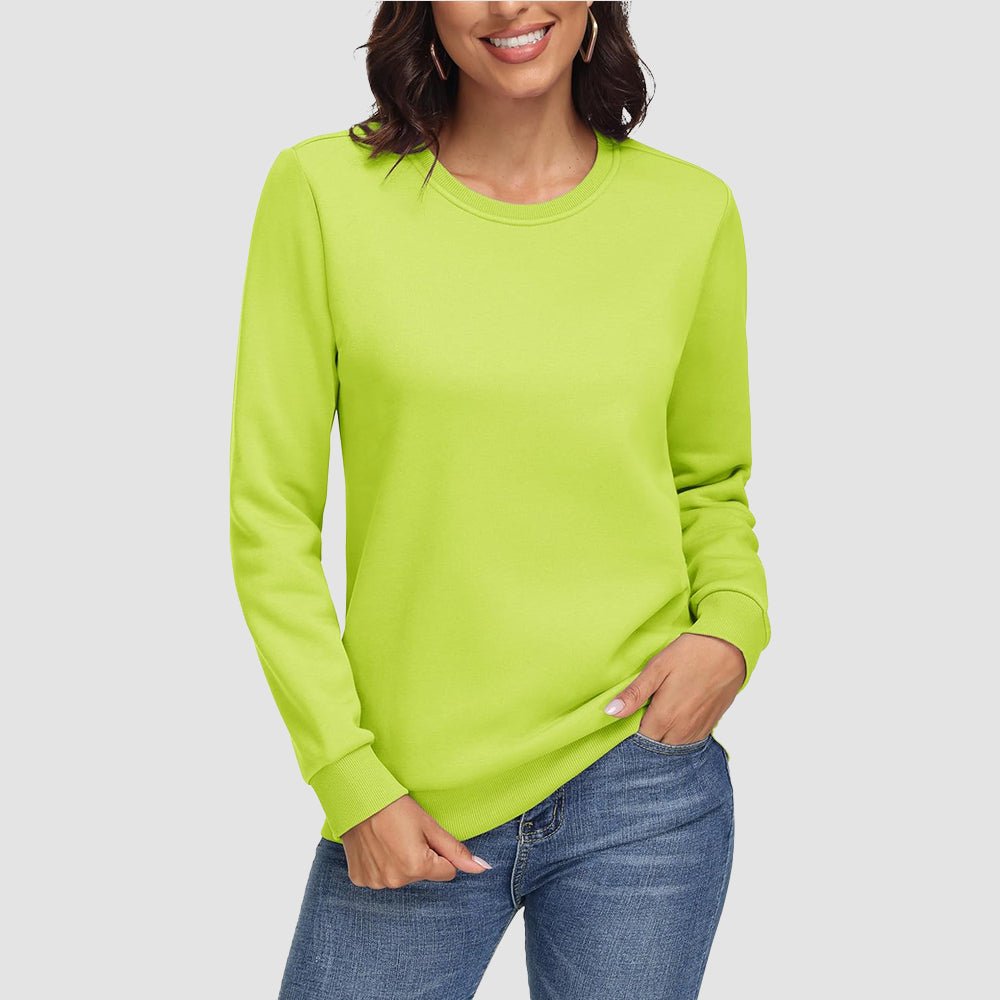 Yellow Green Women's Fleece Sweatshirt - Crewneck & Long Sleeve - MAGCOMSEN