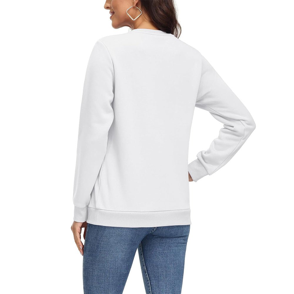 White Women's Fleece Sweatshirt - Crewneck & Long Sleeve - MAGCOMSEN