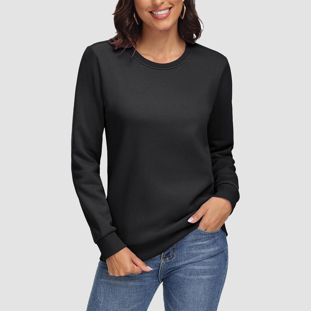 Black Women's Fleece Sweatshirt - Crewneck & Long Sleeve - MAGCOMSEN