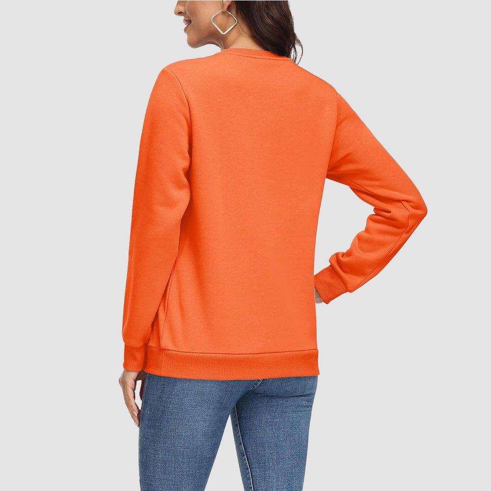 Orange Women's Fleece Sweatshirt - Crewneck & Long Sleeve - MAGCOMSEN
