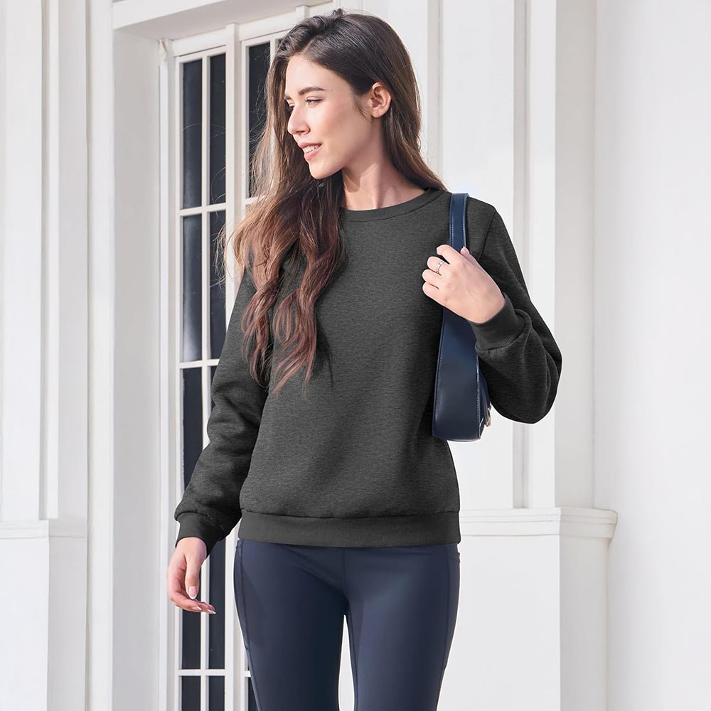 Dark Grey Women's Fleece Sweatshirt - Crewneck, Winter Warm & Cozy - MAGCOMSEN