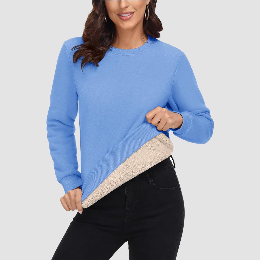 Sky Blue Women's Fleece Sweatshirt - Crewneck, Winter Warm & Cozy - MAGCOMSEN