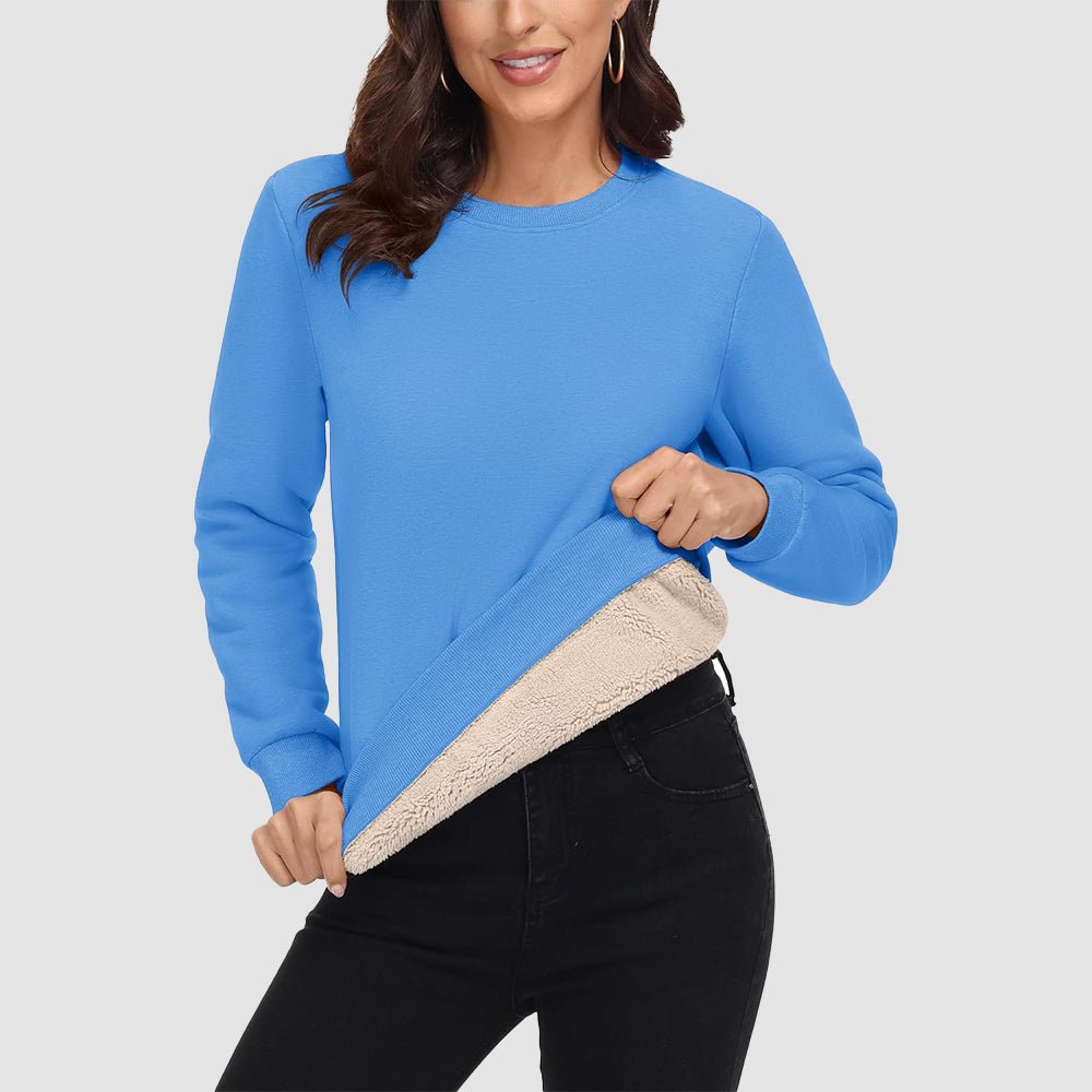 Ice Blue Women's Fleece Sweatshirt - Crewneck, Winter Warm & Cozy - MAGCOMSEN