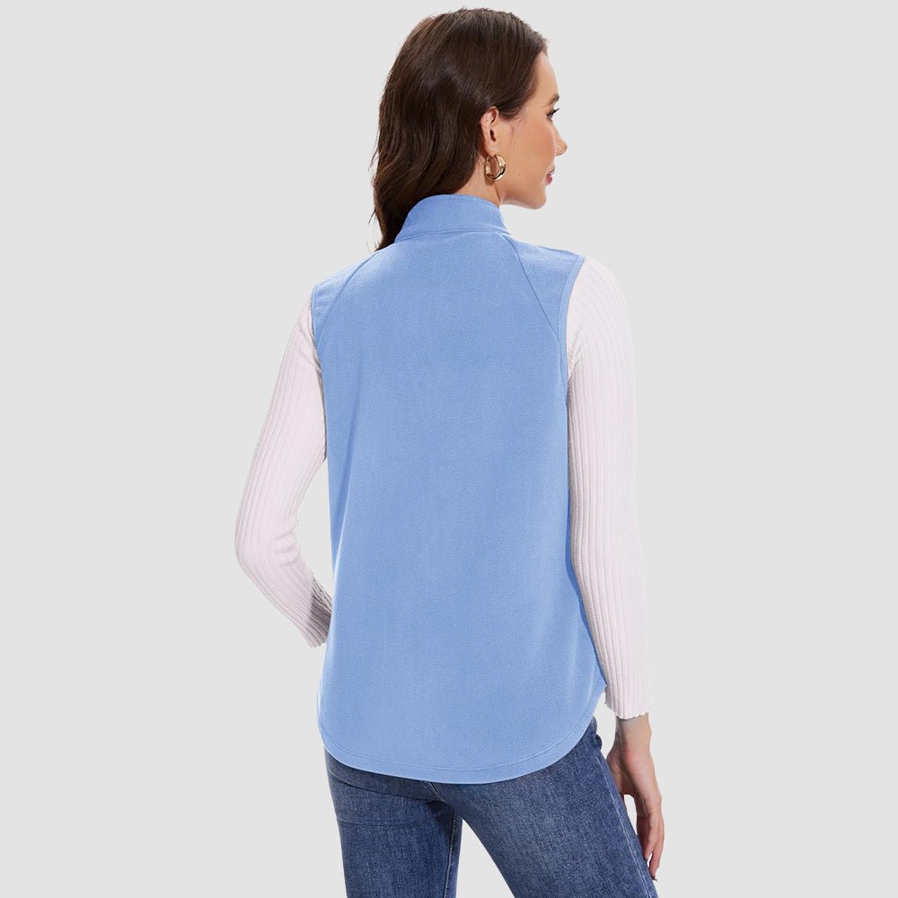 Light Blue Women's Fleece Vest Sleeveless Lightweight Warmth Jackets - MAGCOMSEN