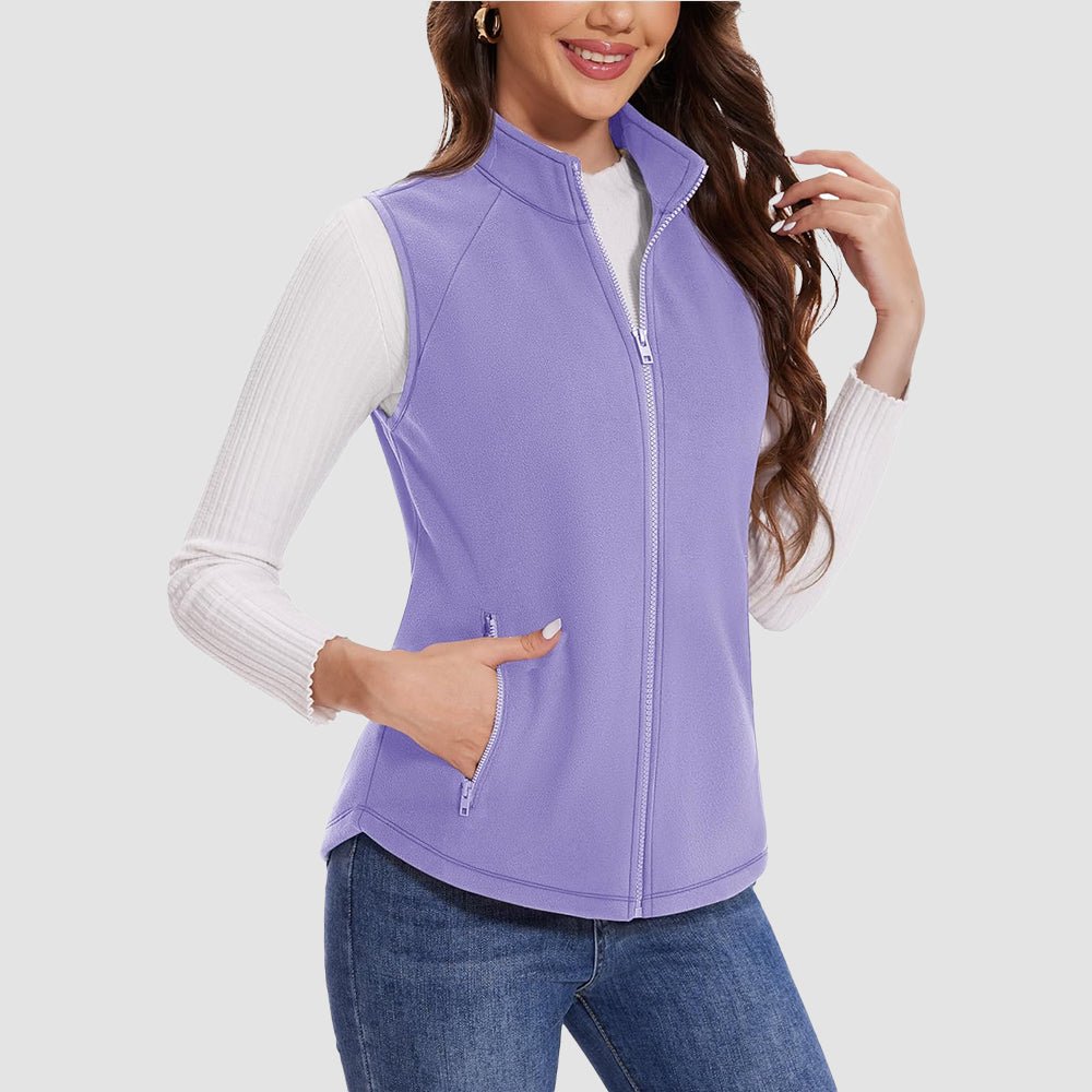 Light Purple Women's Fleece Vest Sleeveless Lightweight Warmth Jackets - MAGCOMSEN