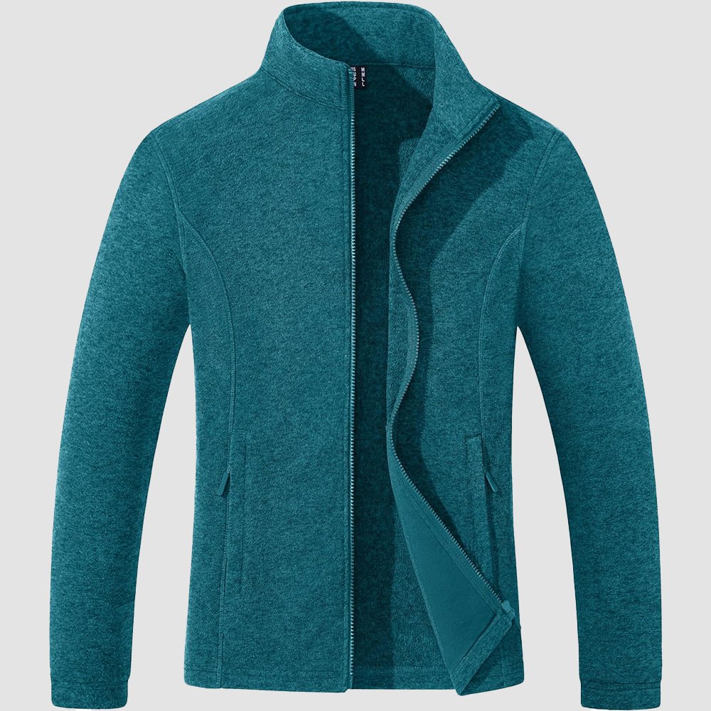 Peacock Blue Women's Full Zip Fleece Jacket - Zip Pockets, Warm - MAGCOMSEN