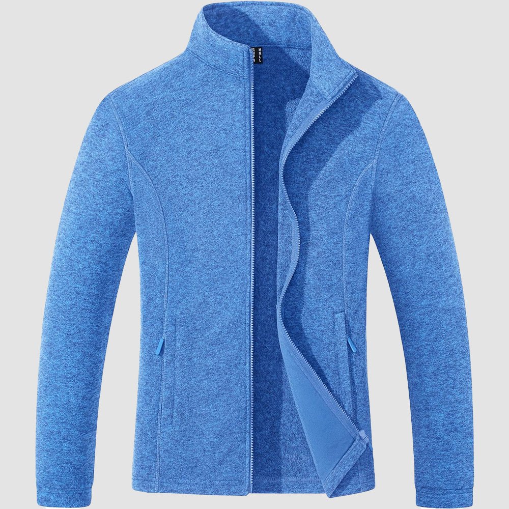 Sea Blue Women's Full Zip Fleece Jacket - Zip Pockets, Warm - MAGCOMSEN