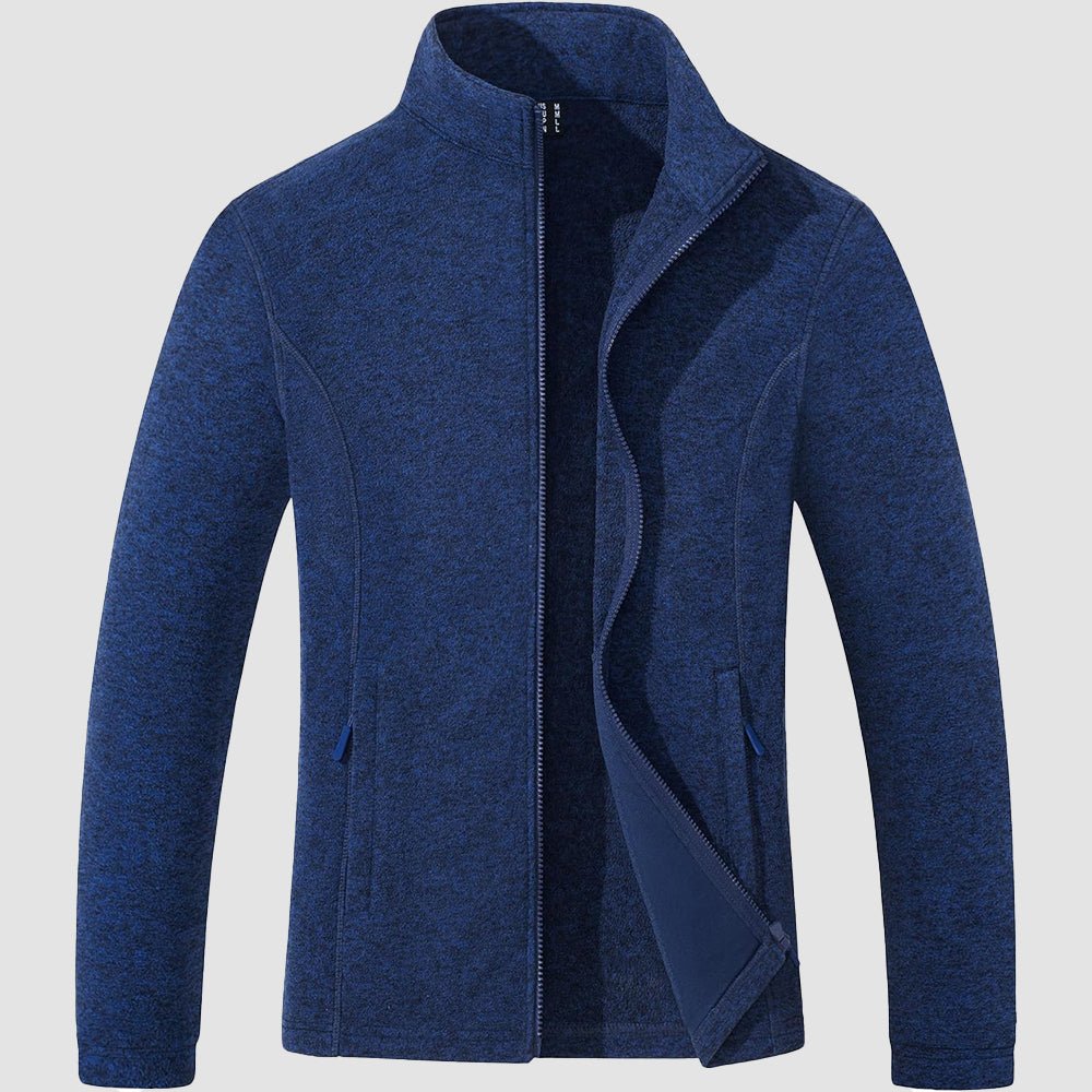 Dark Blue Women's Full Zip Fleece Jacket - Zip Pockets, Warm - MAGCOMSEN