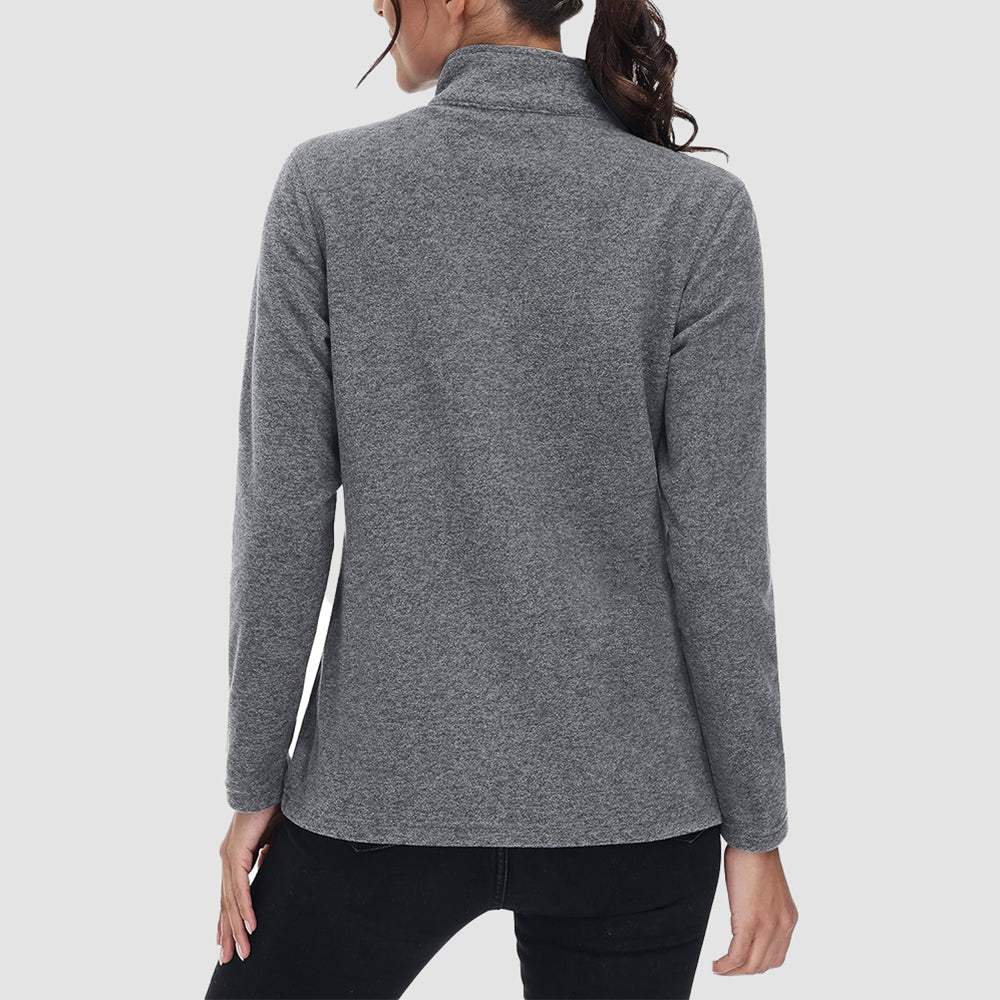 Dark Grey Women's Full Zip Fleece Jacket - Zip Pockets, Warm - MAGCOMSEN