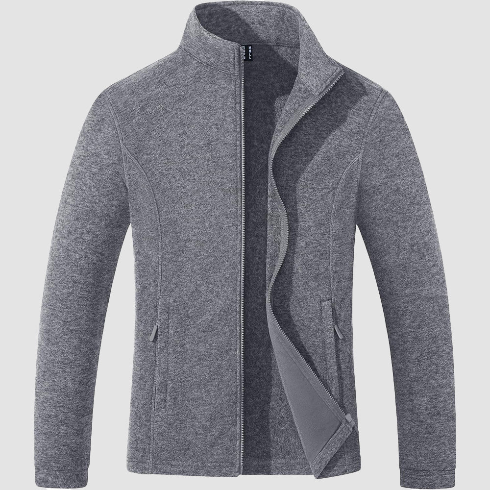 Dark Grey Women's Full Zip Fleece Jacket - Zip Pockets, Warm - MAGCOMSEN