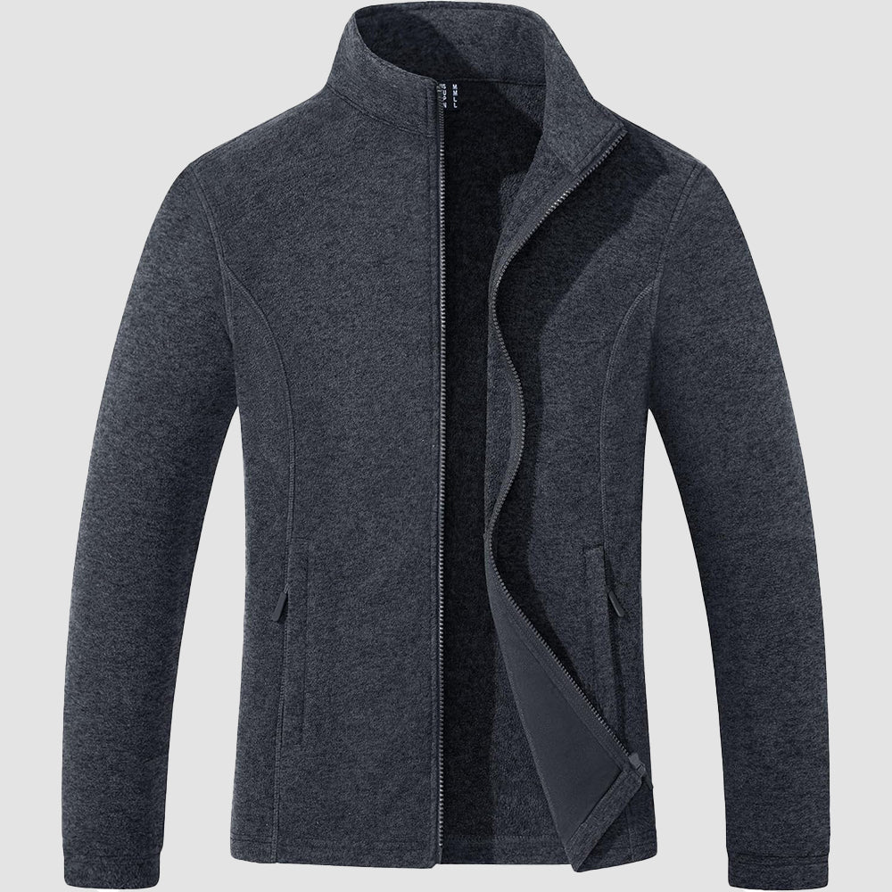 Black Women's Full Zip Fleece Jacket - Zip Pockets, Warm - MAGCOMSEN