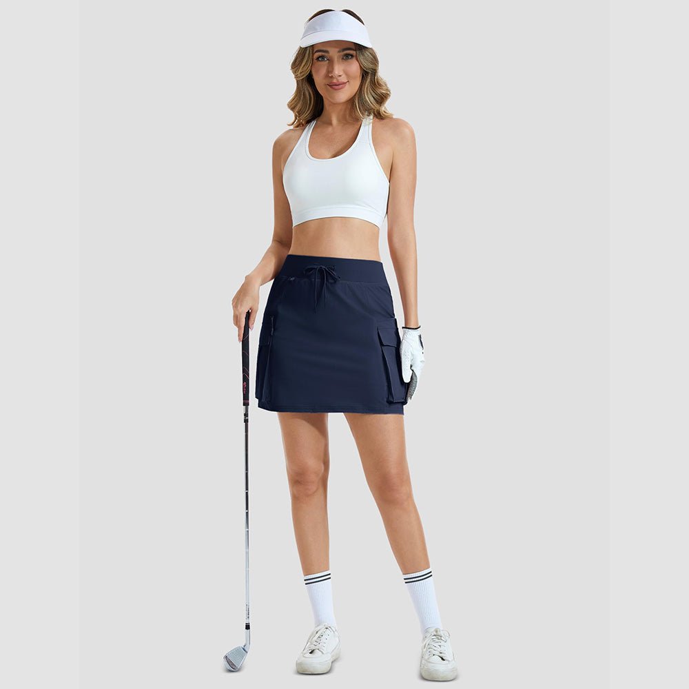 Women's High Waisted Hiking Cargo Skort with 4 Pockets - Golf Tennis Skirt Navy by MAGCOMSEN #Color_Navy