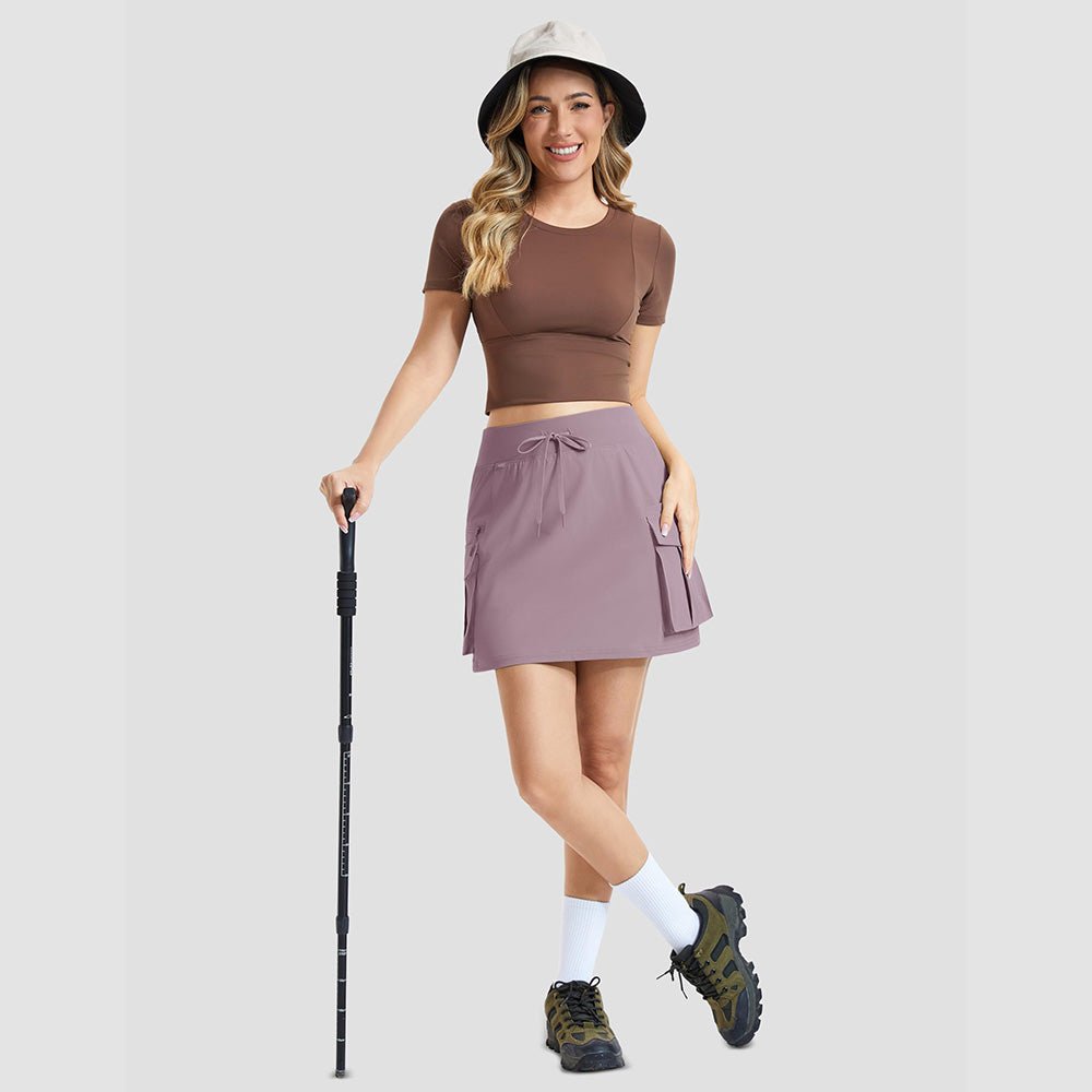 Women's High Waisted Hiking Cargo Skort with 4 Pockets - Golf Tennis Skirt Gray Purple by MAGCOMSEN #Color_Gray Purple