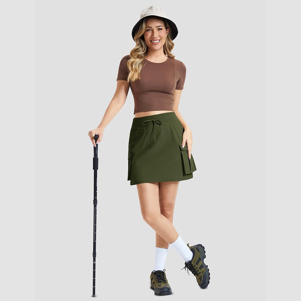 Women's High Waisted Hiking Cargo Skort with 4 Pockets - Golf Tennis Skirt Armygreen by MAGCOMSEN #Color_Armygreen