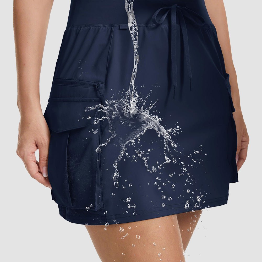 Women's High Waisted Hiking Cargo Skort with 4 Pockets - Golf Tennis Skirt Navy by MAGCOMSEN #Color_Navy