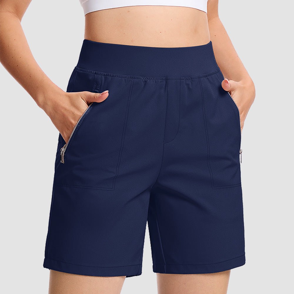 Women's High Waisted Hiking Shorts - Quick Dry Golf Shorts Navy by MAGCOMSEN