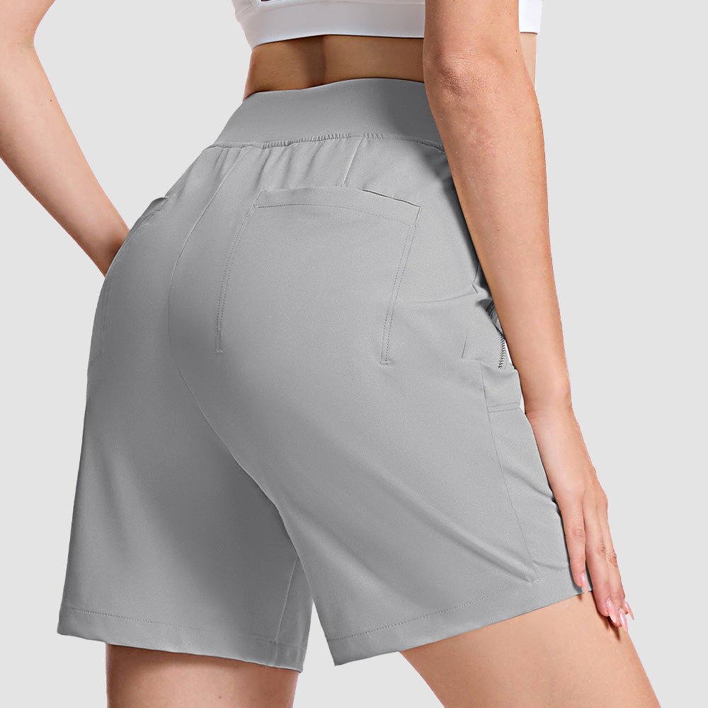 Women's High Waisted Hiking Shorts - Quick Dry Golf Shorts Light Grey by MAGCOMSEN