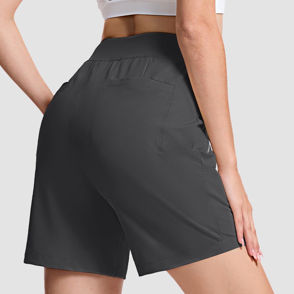 Women's High Waisted Hiking Shorts - Quick Dry Golf Shorts Dark Grey by MAGCOMSEN