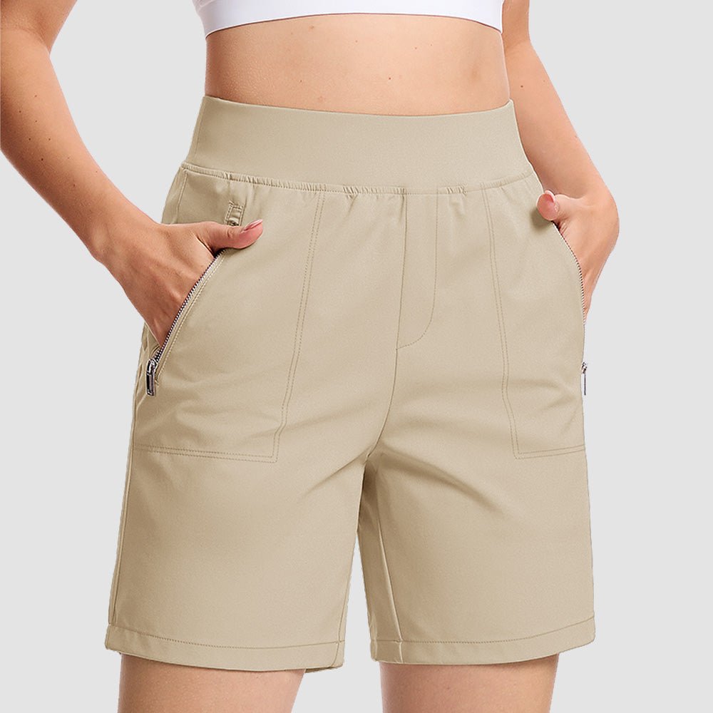 Women's High Waisted Hiking Shorts - Quick Dry Golf Shorts Light Khaki by MAGCOMSEN
