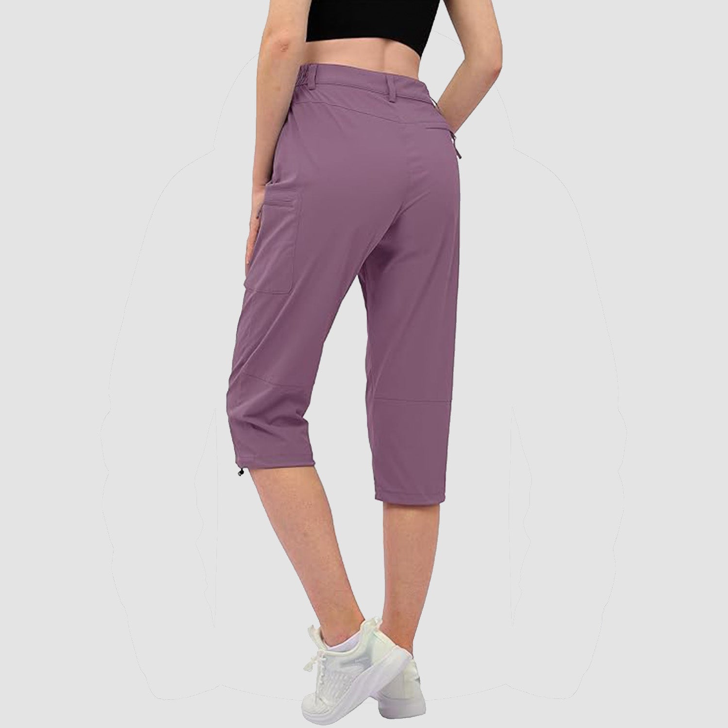 Lotus Pink Women's Lightweight Water-Resistant Hiking Capris with 5 Pockets - MAGCOMSEN