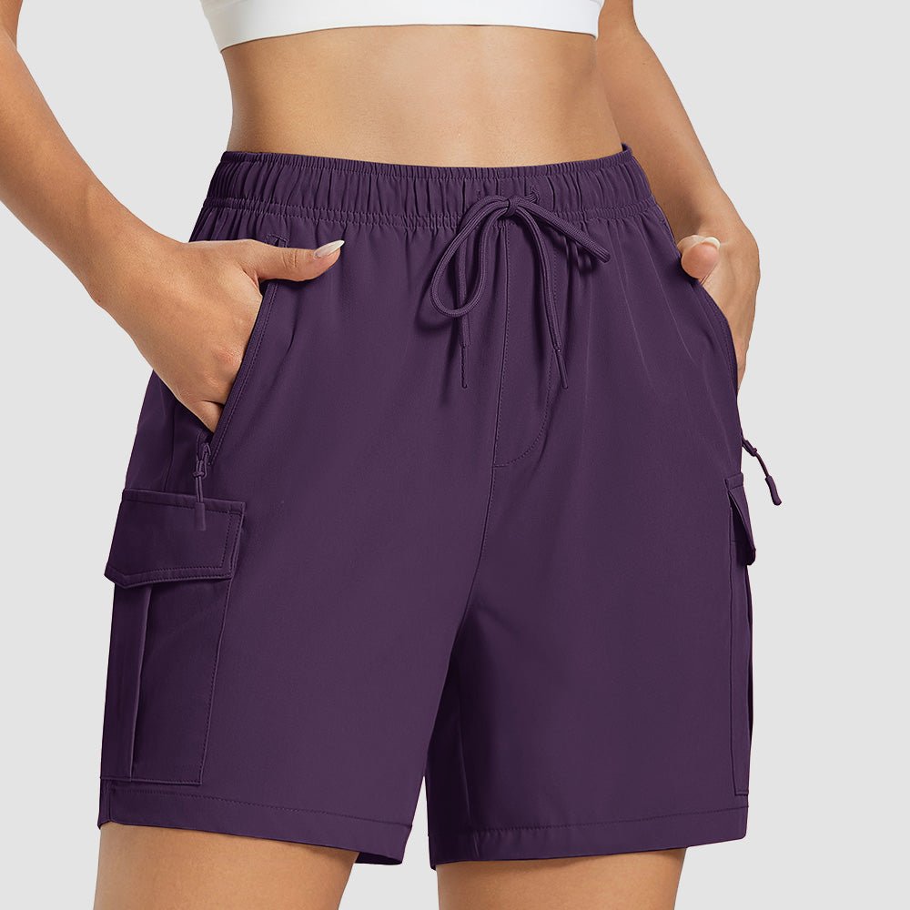 Purplishred Women's Hiking Cargo Shorts UPF 50+ Quick Dry Golf Shorts with Zipper Pockets - MAGCOMSEN