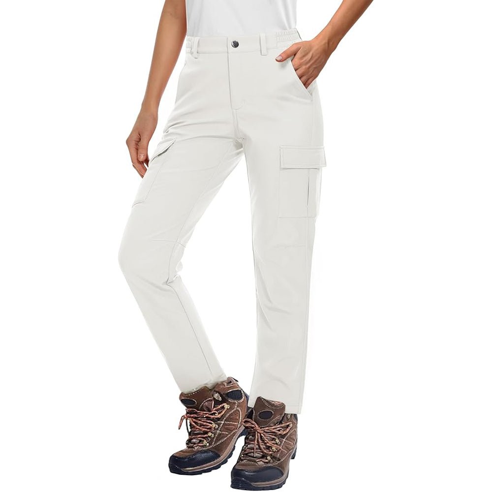 White Women's Hiking Pants - Fleece - Lined & Water - Resistant - MAGCOMSEN