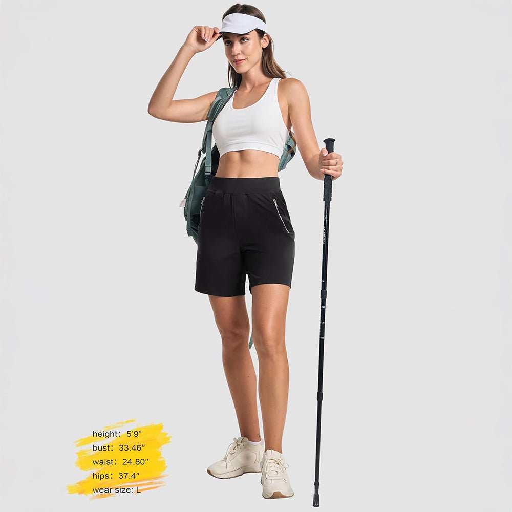 Women's Lightweight Athletic Hiking Shorts Black by MAGCOMSEN #Color_Black