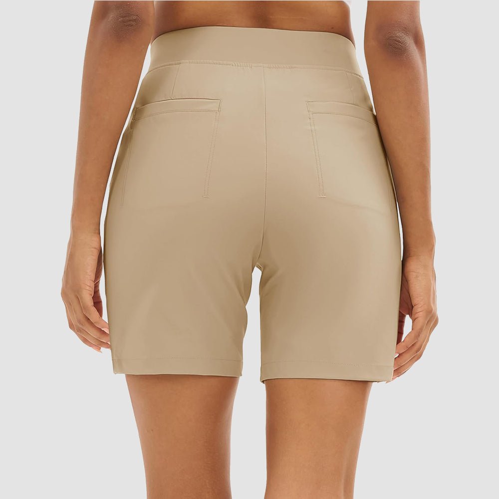 Light Khaki Women's Lightweight Athletic Hiking Shorts - MAGCOMSEN