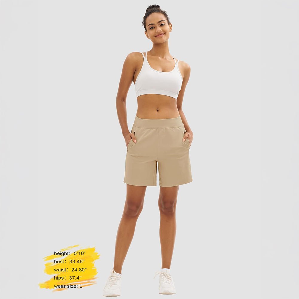 Women's Lightweight Athletic Hiking Shorts Light Khaki by MAGCOMSEN #Color_Light Khaki