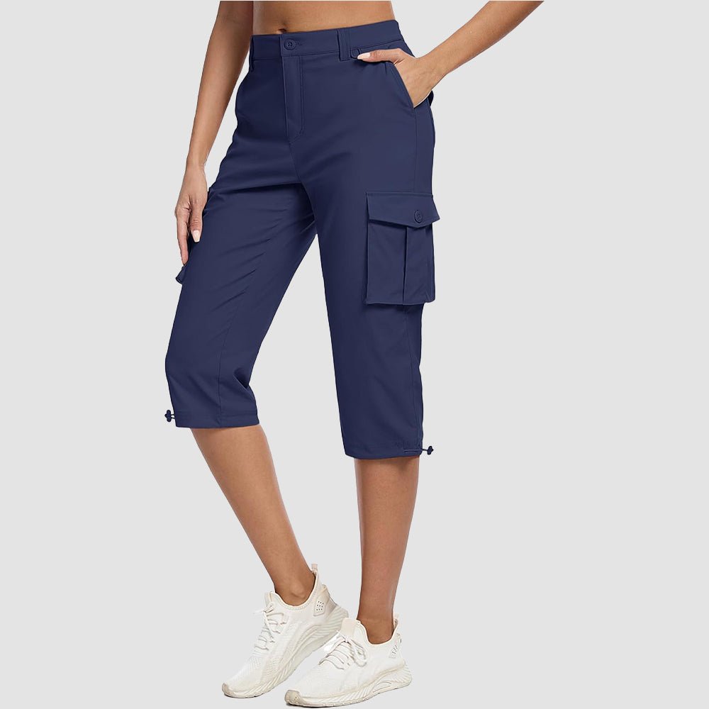 Women's Lightweight Cargo Capris with 6 Pockets Navy by MAGCOMSEN #Color_Navy