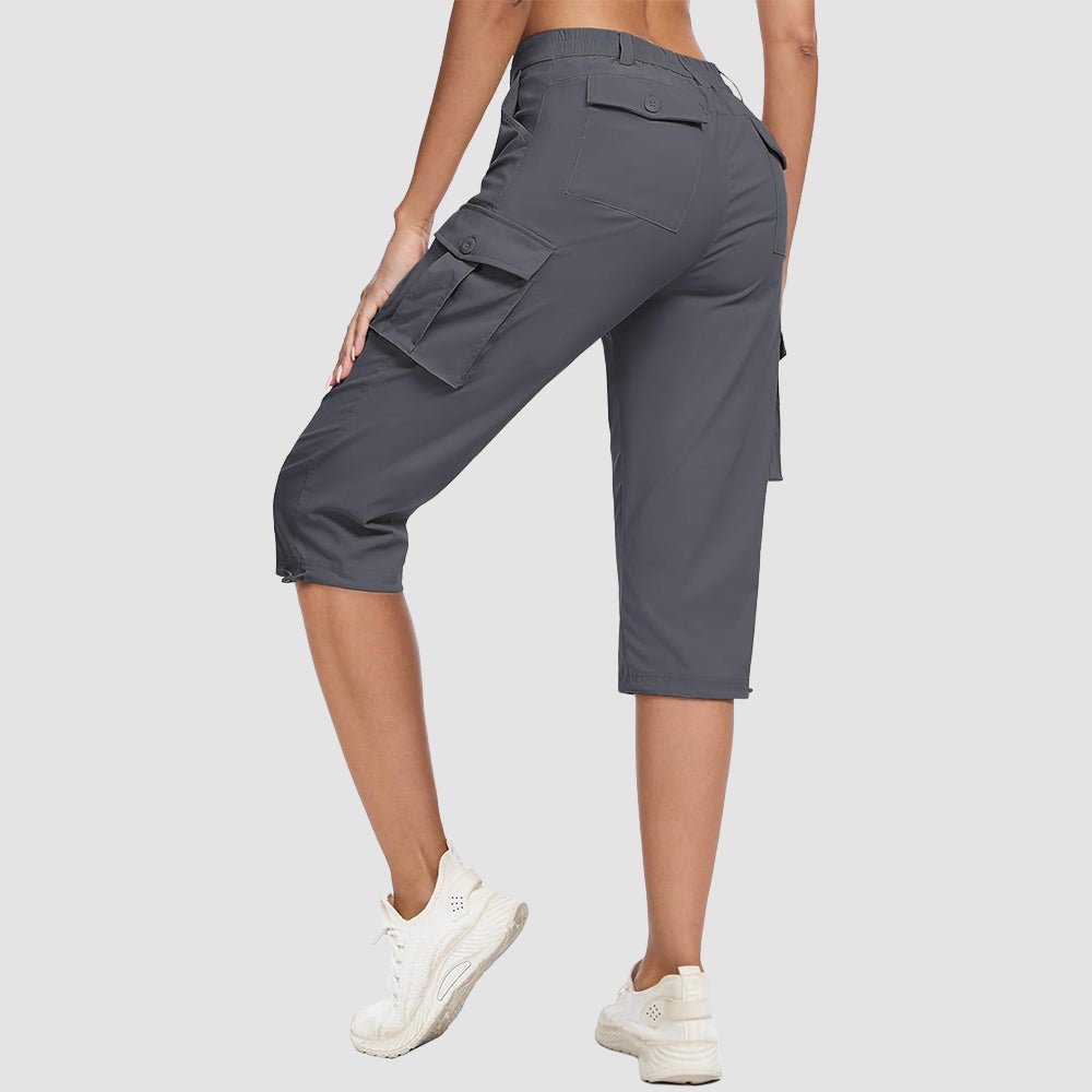 Women's Lightweight Cargo Capris with 6 Pockets Dark Grey by MAGCOMSEN #Color_Dark Grey