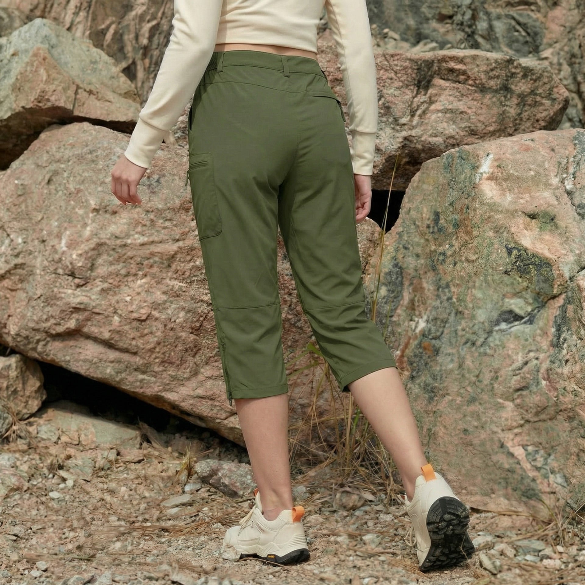 Women's Lightweight Water-Resistant Hiking Capris with 5 Pockets Light Grey by MAGCOMSEN #Color_Army Green