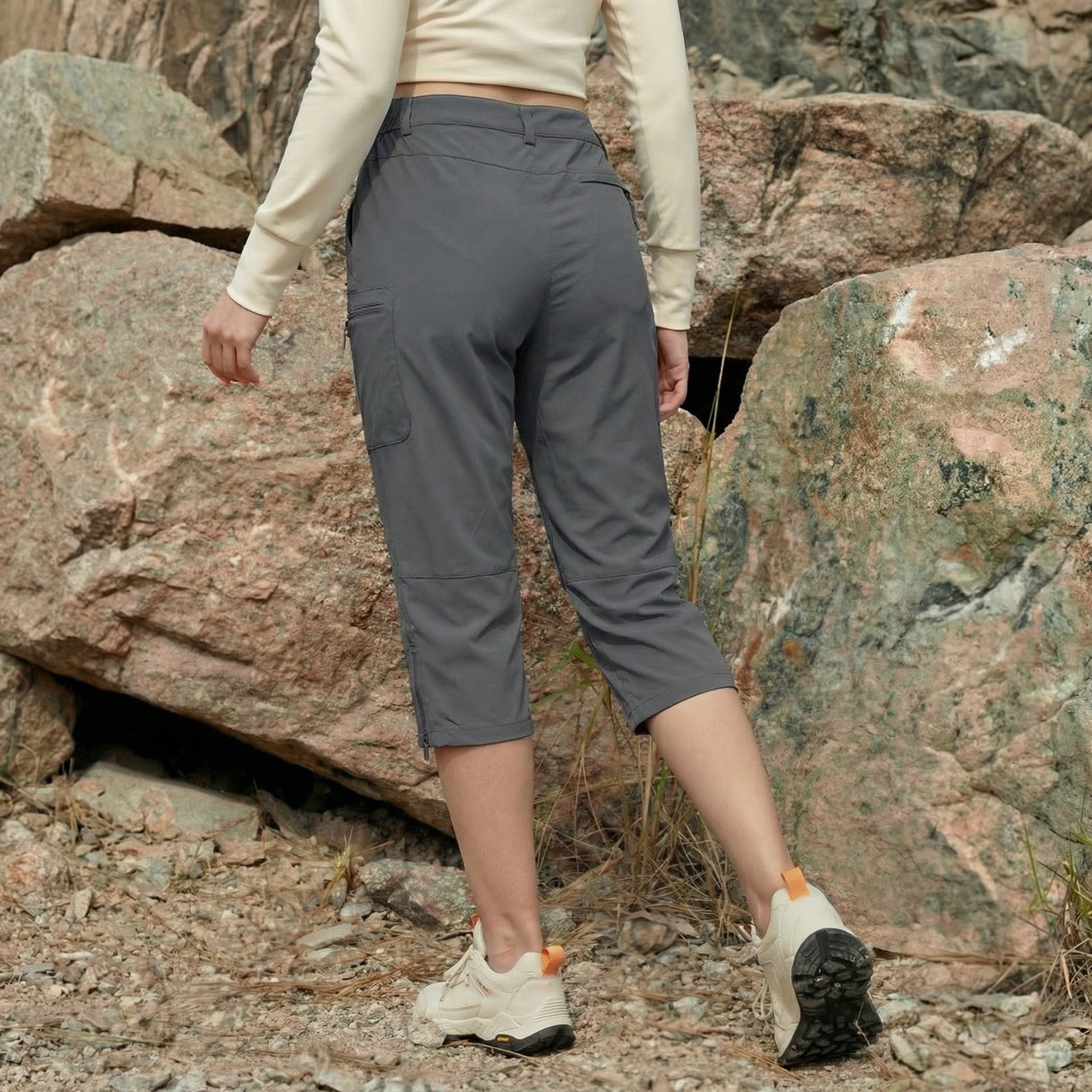 Women's Lightweight Water-Resistant Hiking Capris with 5 Pockets Light Grey by MAGCOMSEN #Color_Dark Grey