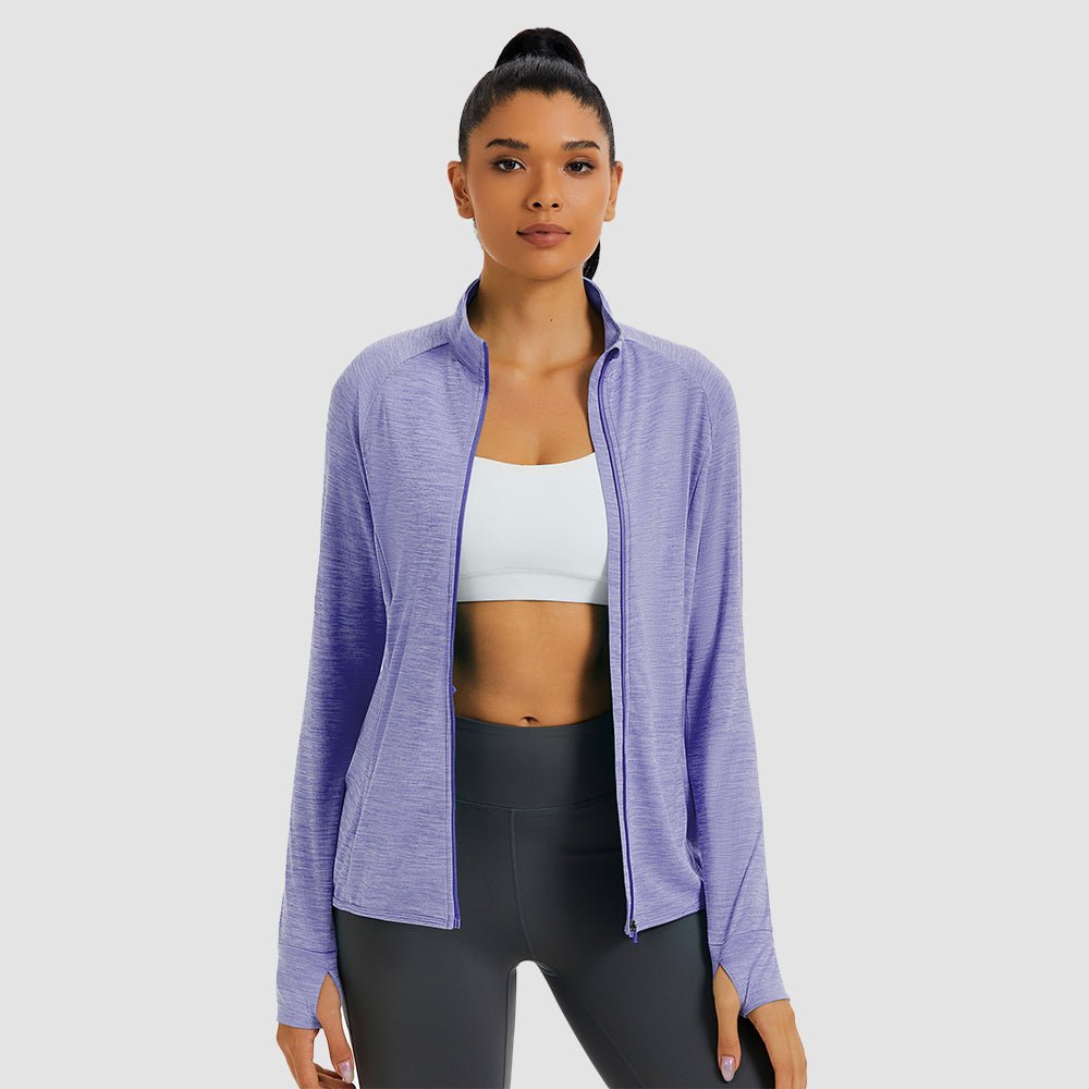 Orange Women's UPF 50+ Full Zip Running Jacket - Lightweight Sun Protection Top - MAGCOMSEN