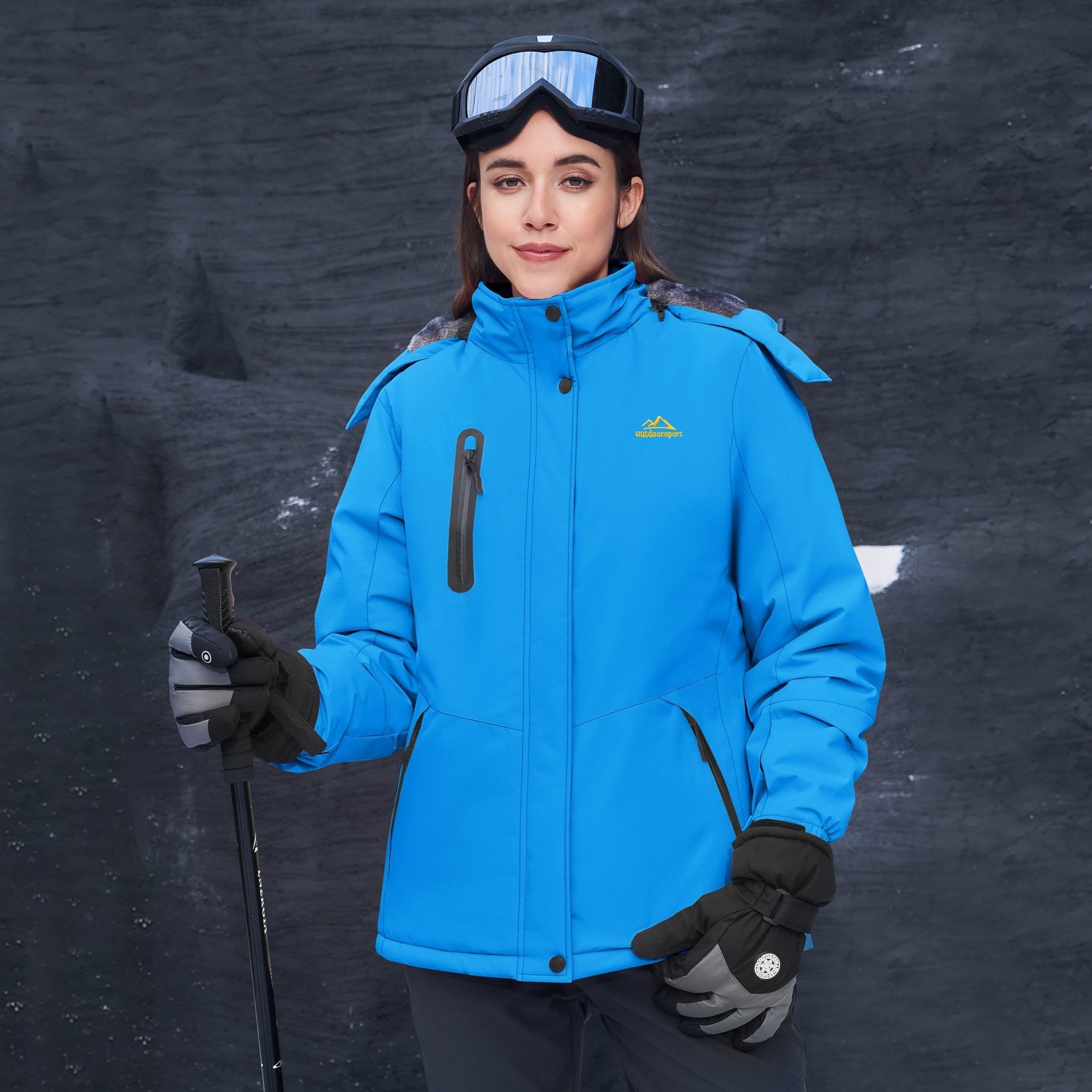 Blue Women's Windproof & Waterproof Snow Ski Winter Jacket - MAGCOMSEN