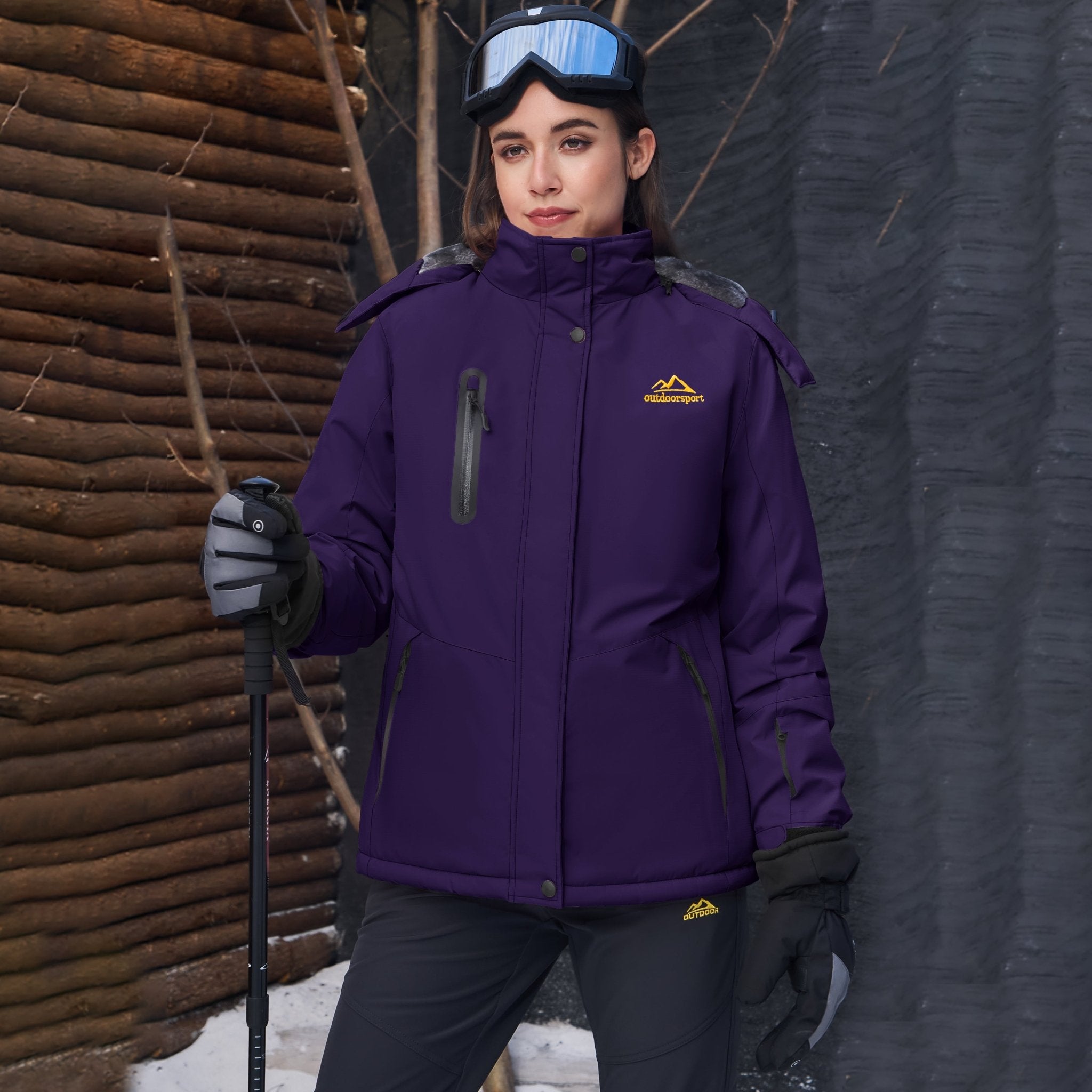 Dark Purple Women's Windproof & Waterproof Snow Ski Winter Jacket - MAGCOMSEN