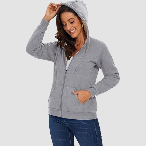 Women's Zip-Up Sherpa Lined Fleece Hoodie Jacket - MAGCOMSEN
