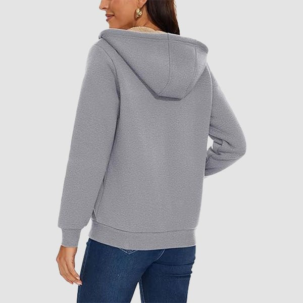 Women's Zip-Up Sherpa Lined Fleece Hoodie Jacket - MAGCOMSEN