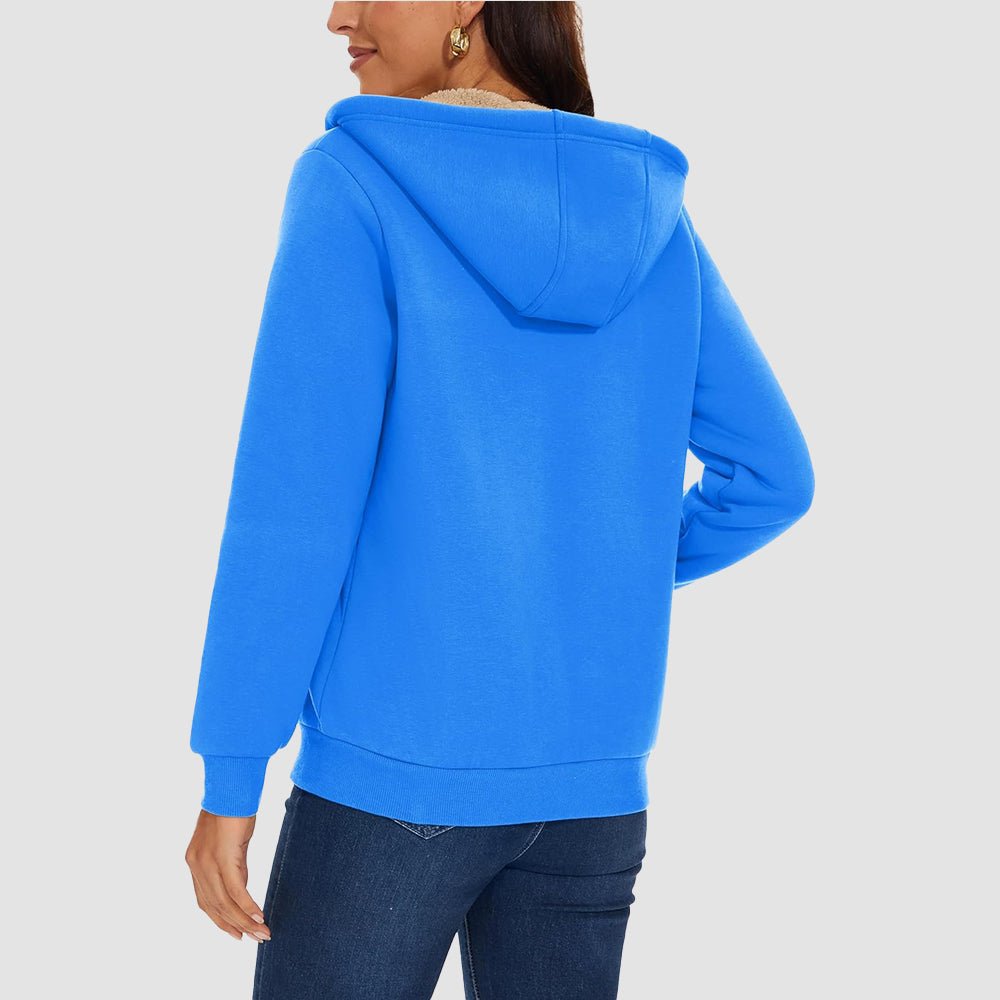 Azure Women's Zip - Up Sherpa Lined Fleece Hoodie Jacket - MAGCOMSEN