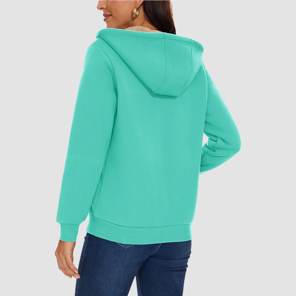 Mint Women's Zip - Up Sherpa Lined Fleece Hoodie Jacket - MAGCOMSEN