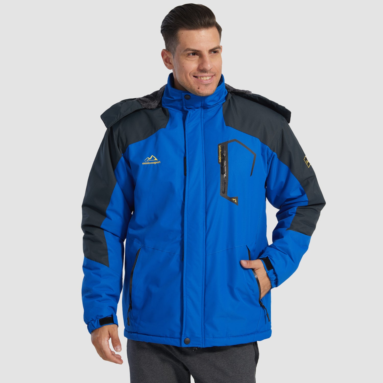 Men's Water-Repellent Winter Ski Jacket with Fleece Lining - MAGCOMSEN #Color_Bright Blue