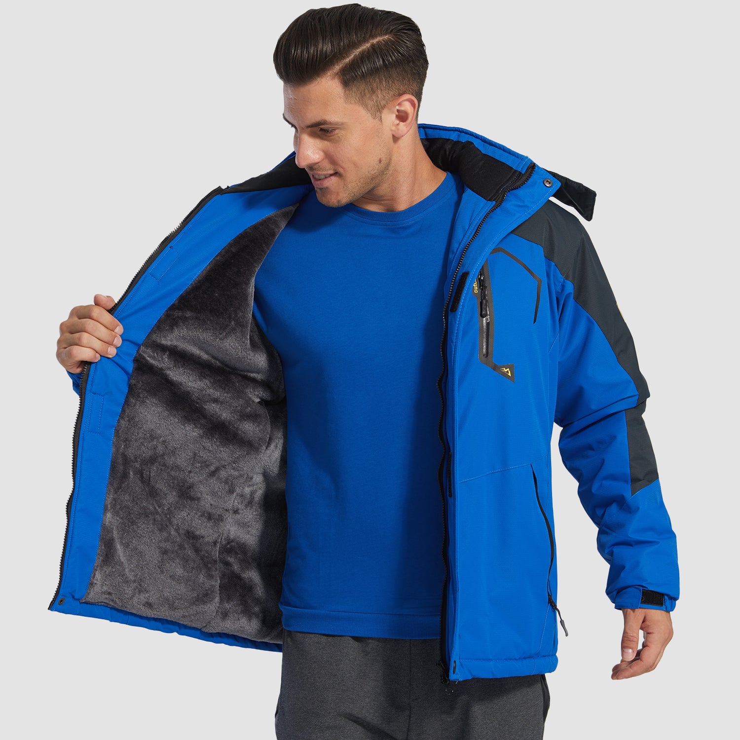 Men's Water-Repellent Winter Ski Jacket with Fleece Lining - MAGCOMSEN #Color_Bright Blue