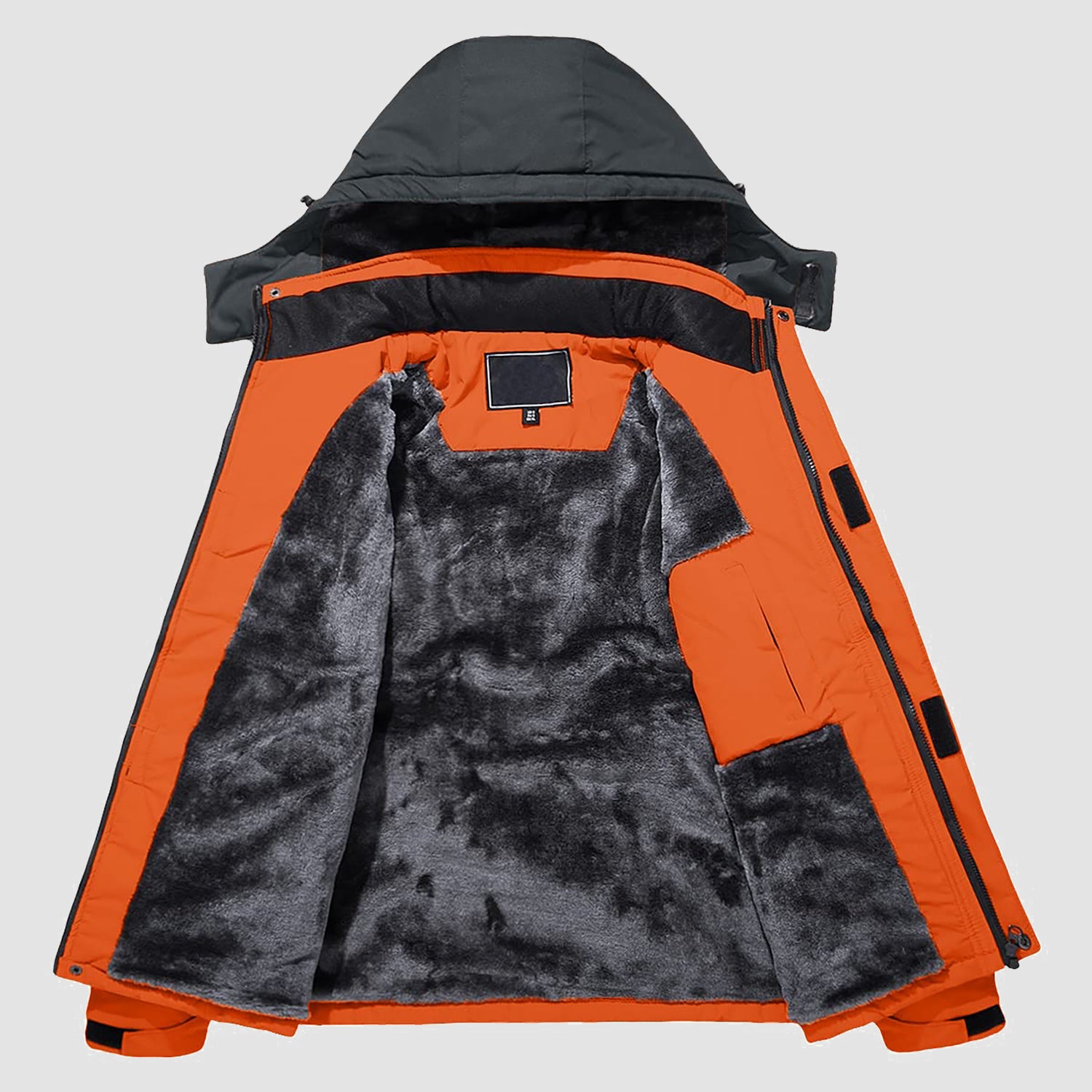 Men's Water-Repellent Winter Ski Jacket with Fleece Lining - MAGCOMSEN #Color_Orange Grey