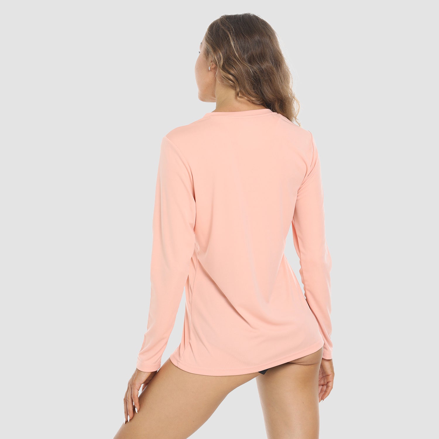 Apricot Women's Long Sleeve UPF 50+ V-Neck Hiking & Workout Shirt - MAGCOMSEN