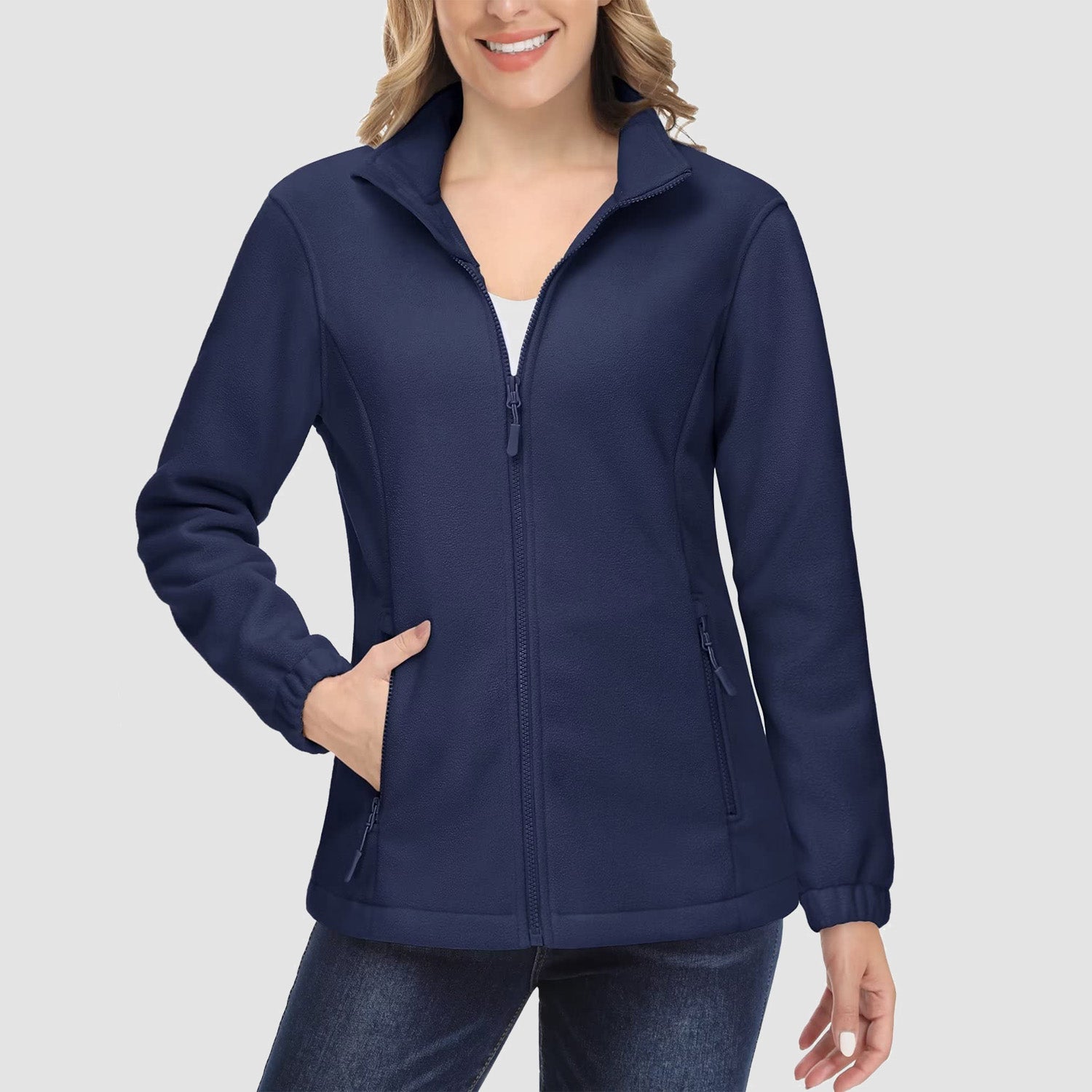 Women's Fleece Jacket Soft Full Zip Warm Long Sleeve with 2 Zipper Pockets Winter Jackets - MAGCOMSEN