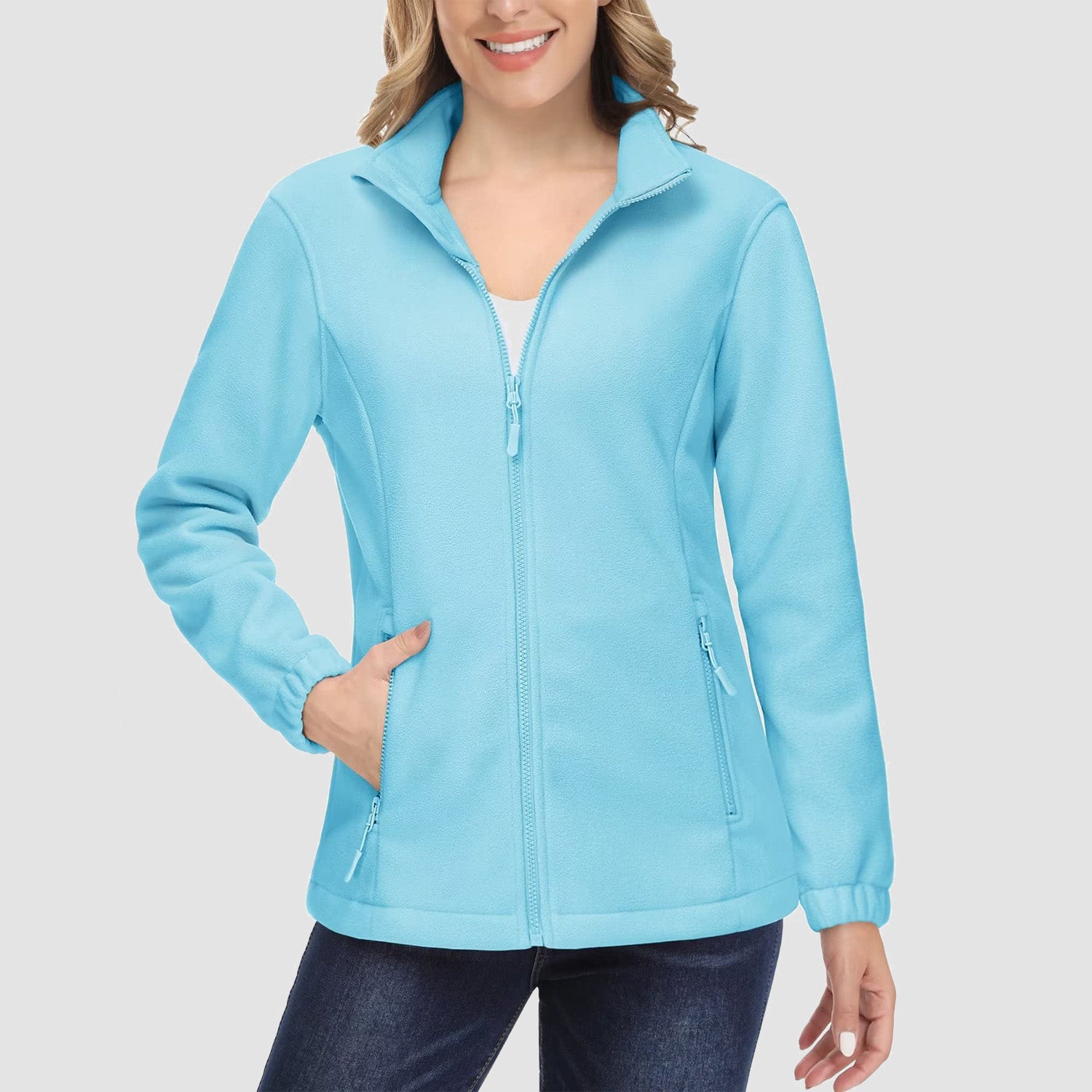 Women's Fleece Jacket Soft Full Zip Warm Long Sleeve with 2 Zipper Pockets Winter Jackets - MAGCOMSEN